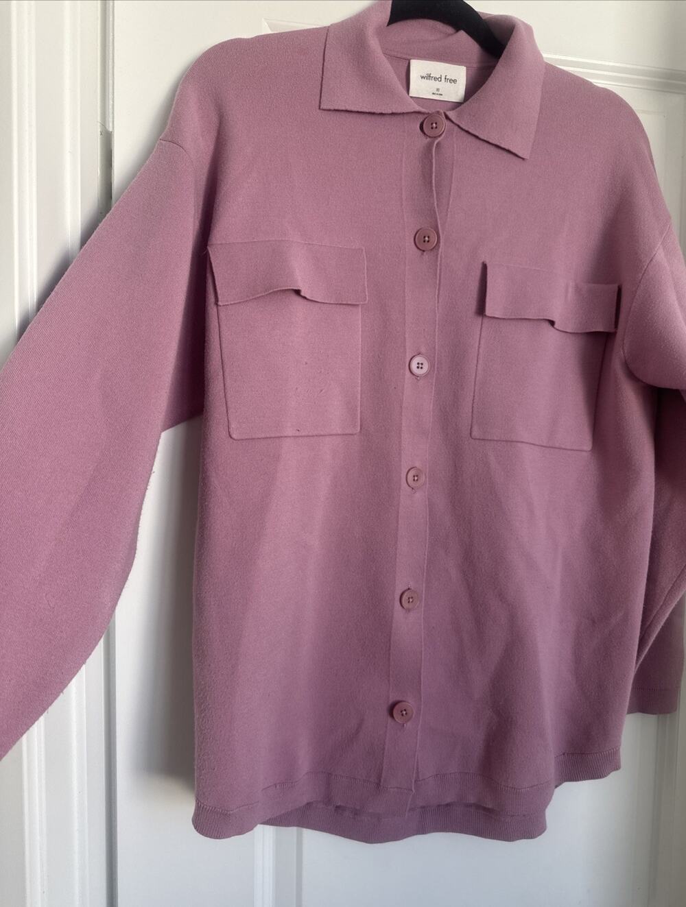 Wilfred Free Aritzia Ronnie Sweater Shacket Mauve Button Down Overized XS